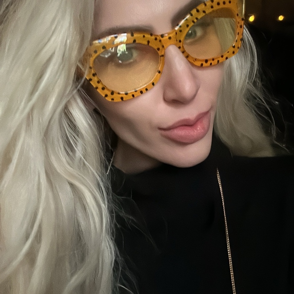 💛($15 min Order) Cat Eye Yellow Polka Dot fashion glasses or sunglasses 💛